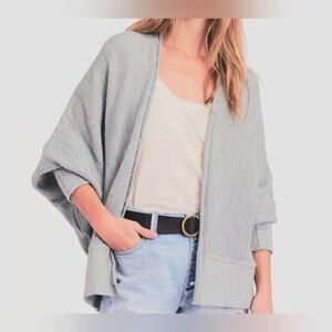 Free People Light Gray Open-Front Sweater Sz M
